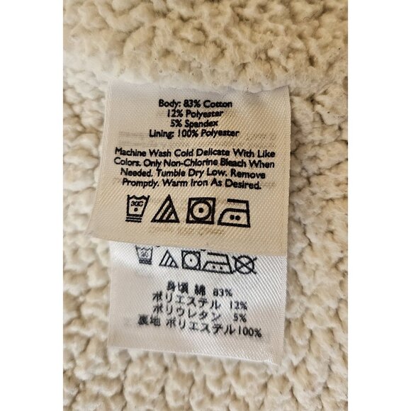 Eddie Bauer Full Zip Hooded Sweatshirt Sherpa Lined Women's Size Medium Ivory - Picture 11 of 13